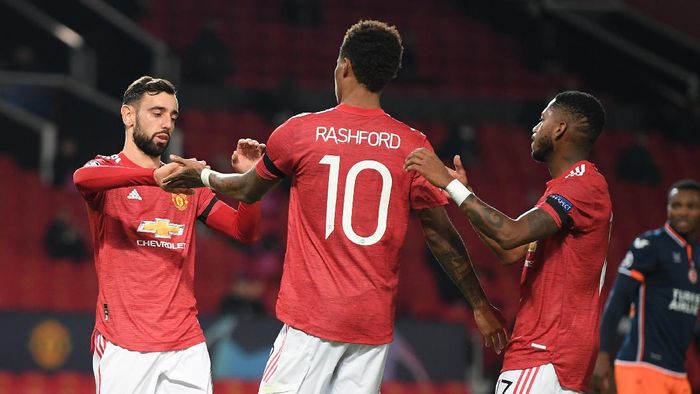 Bruno Fernandes, Marcus Rashford, dan Daniel James